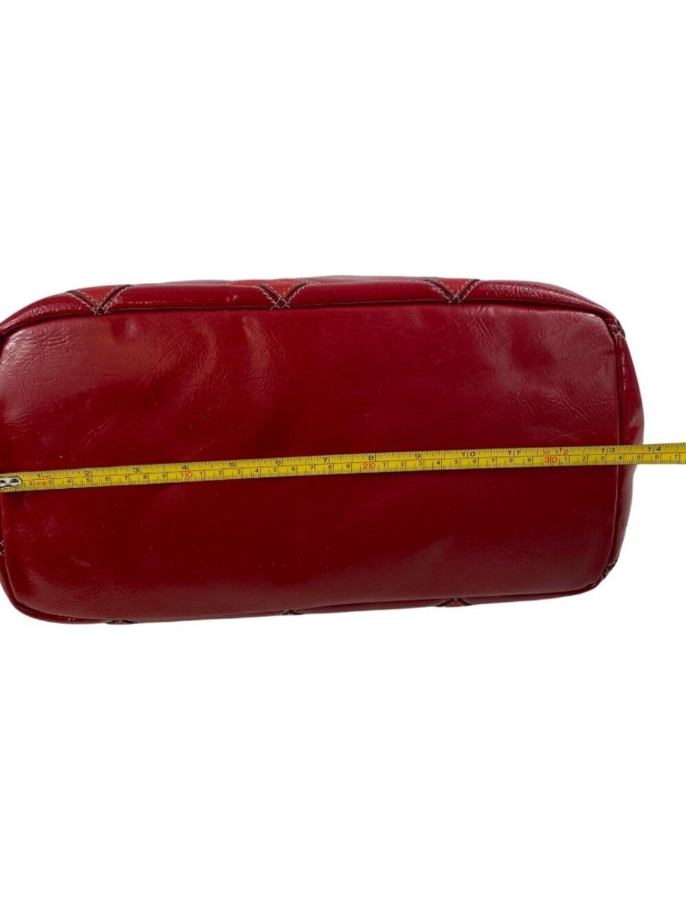 Tignanello Red Glossy Quilted Tote Bag With Dual Handles - Picture 16 of 16